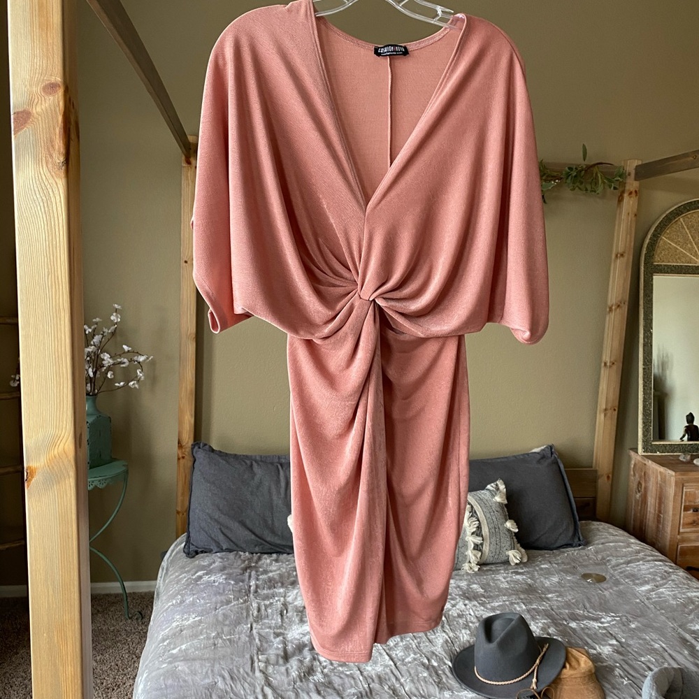 Fashion Nova/ Blush Knot Front Mini Dress